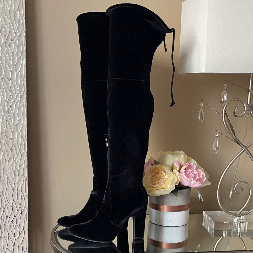 UNISA Black Over the Knee Boots Velour